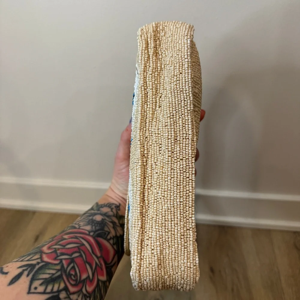 America & Beyond Cream Evil Eye Beaded Shoulder Bag Boho Vibes TikTok Viral NWT - Picture 8 of 8